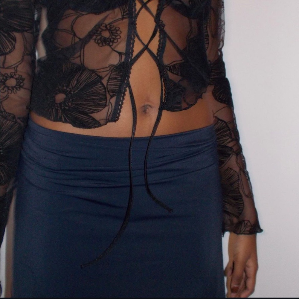 Fruity Booty Roberta Sheer Lace Up Top